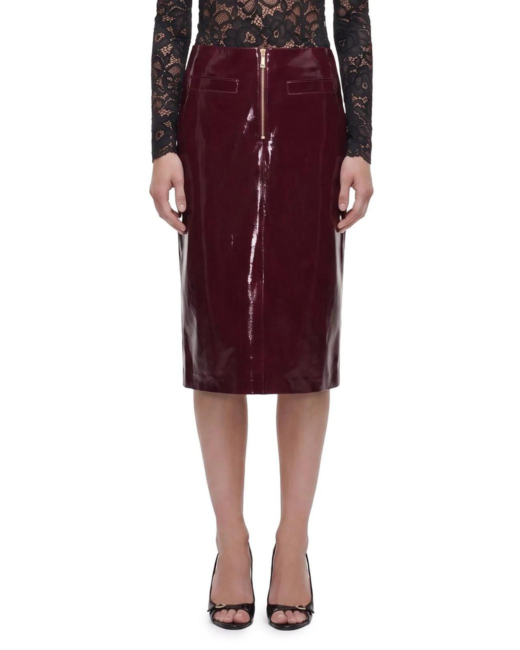 Self-Portrait Red Self Portrait Faux Leather Skirt