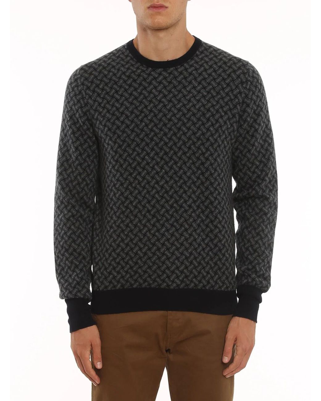 Drumohr Black Biscuit Pattern Cashmere Jumper for men