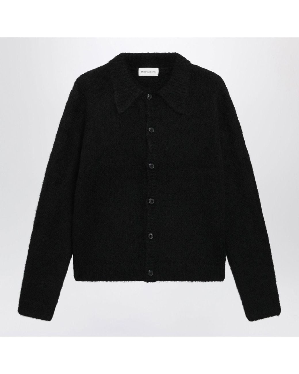 Dries Van Noten Black Longsleeved Alpaca Blend Cardigan for men