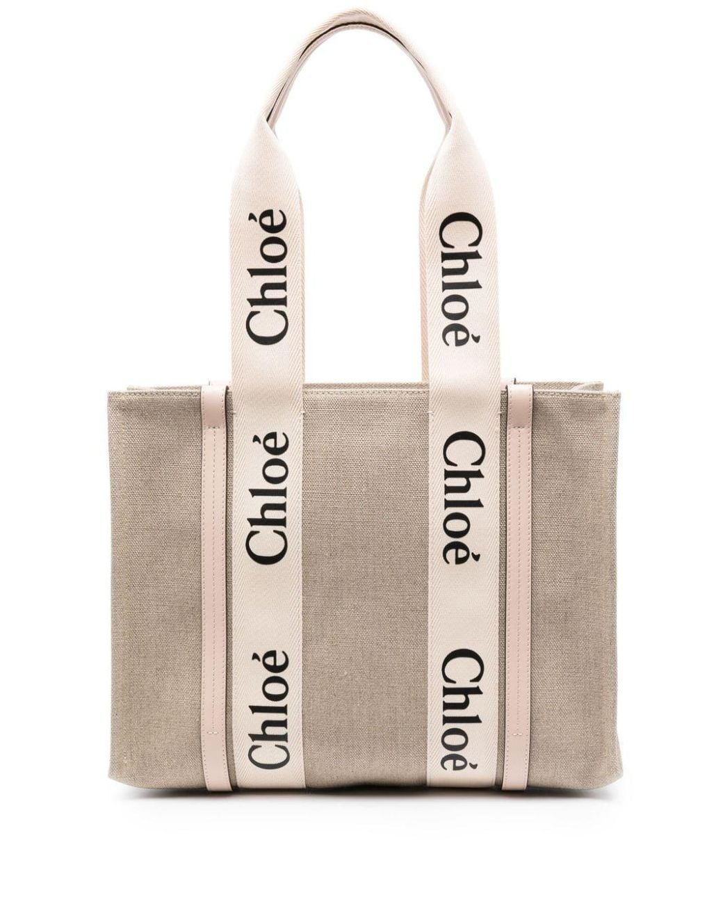 Chloé Natural Woody Canvas Shoulder Bag