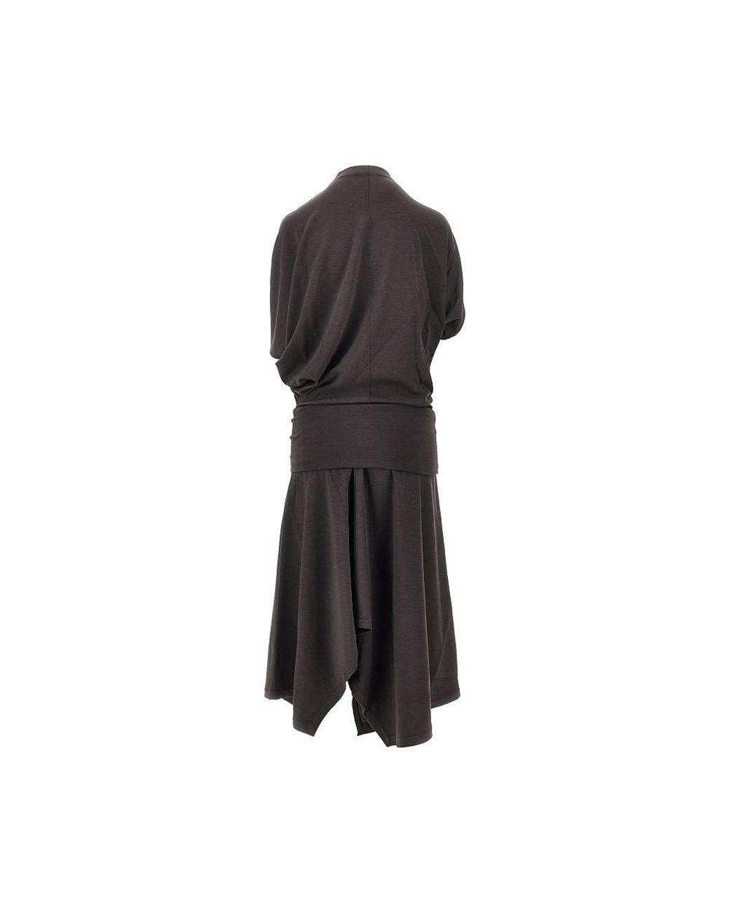 Lemaire Black Twisted Wool-Blend Jersey Dress