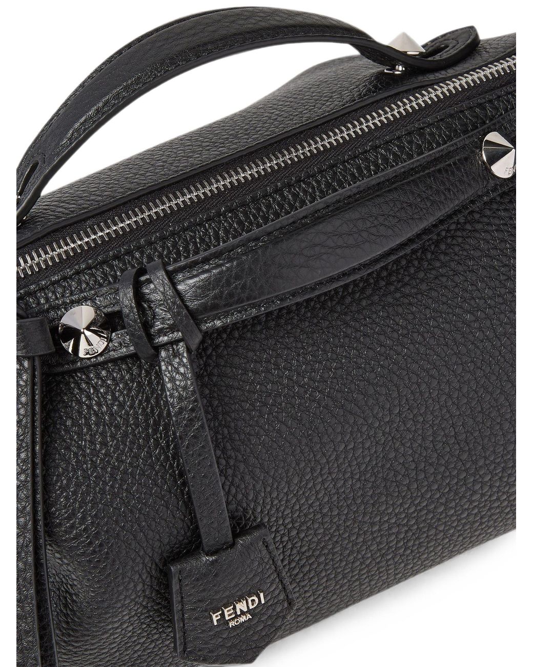 Fendi Black Medium By The Way Grained-Leather Clutch Bag