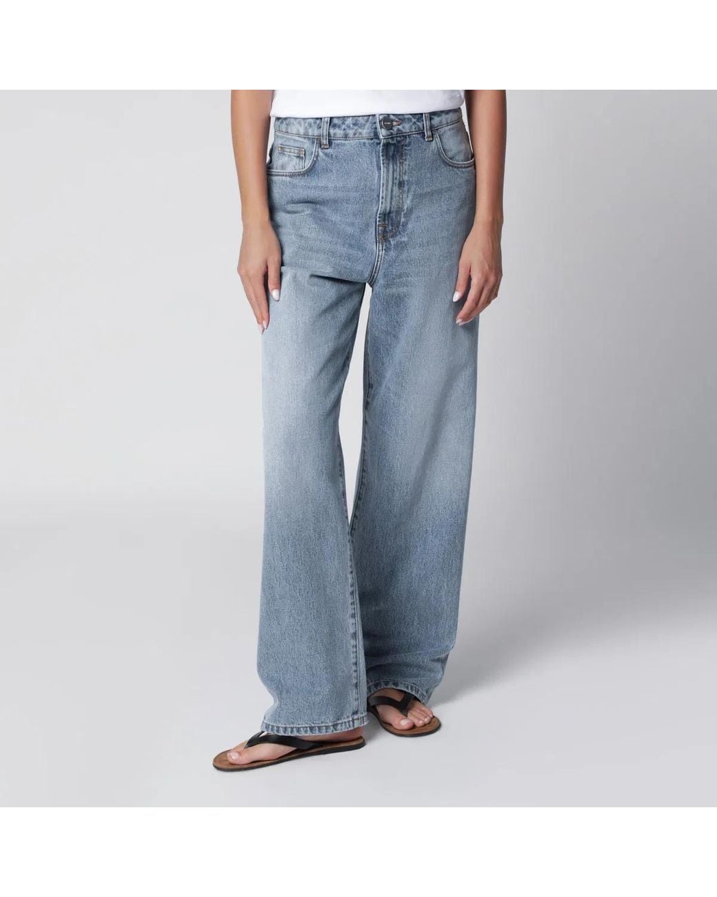 Rohe Blue Washed-Effect Bruun Wide-Leg Jeans