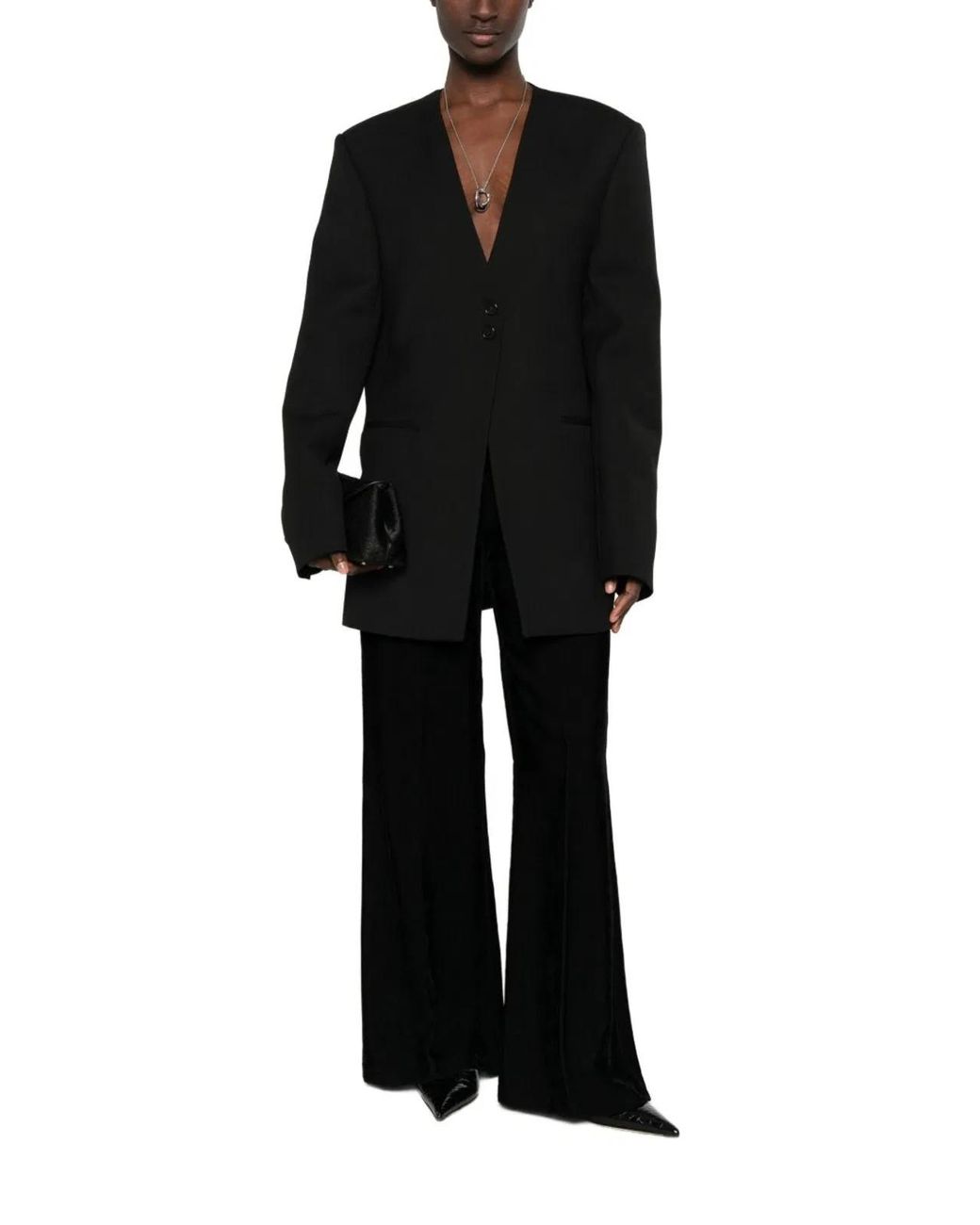 Forte_forte Black Velvet Flared Trousers