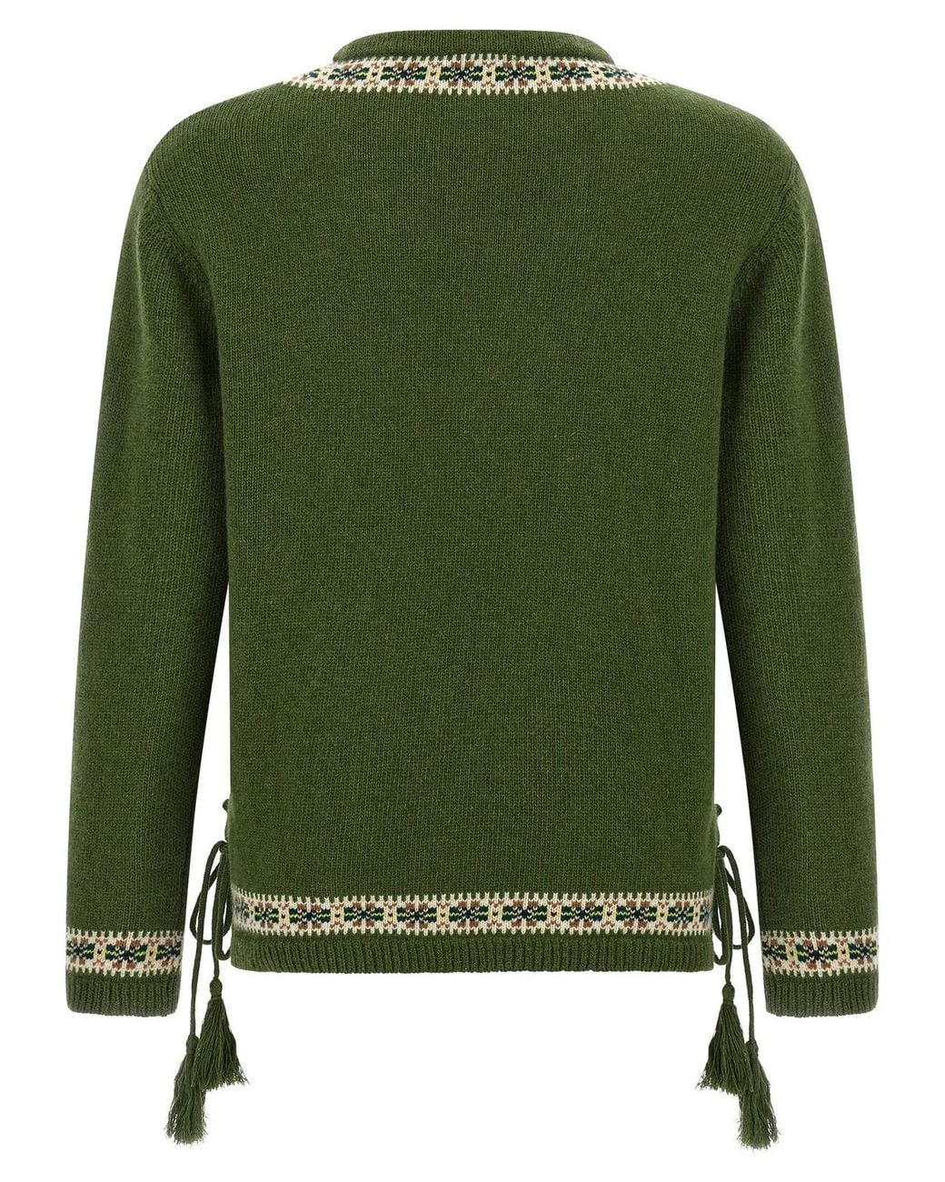 Bode Green Virgin Wool Cardigan for men