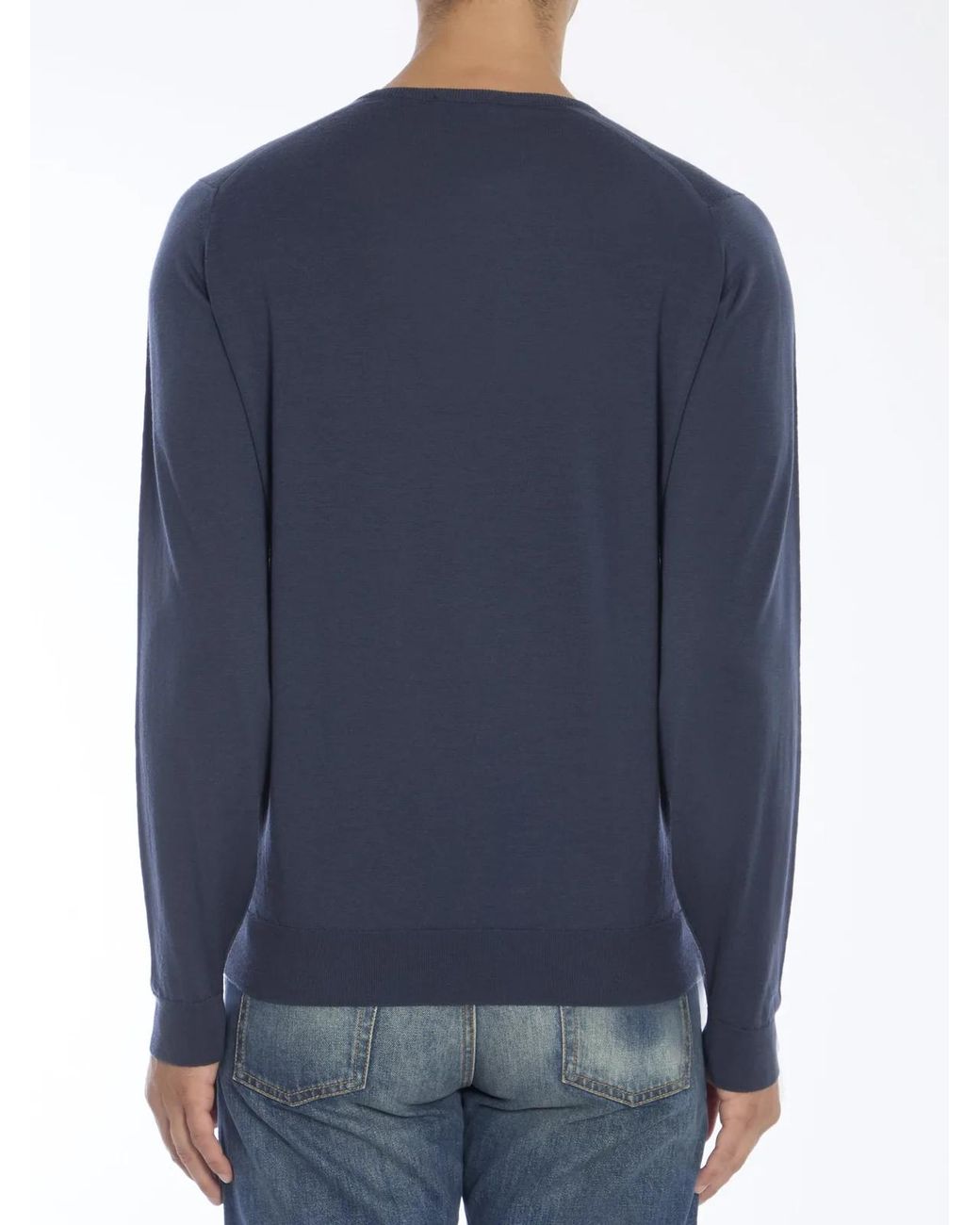 John Smedley Blue Lundy Pullover for men
