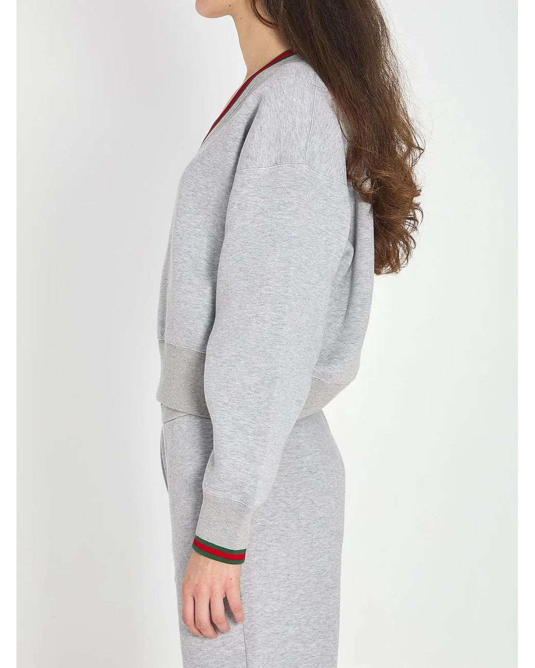 Gucci Gray Jersey Cotton Sweatshirt With Web