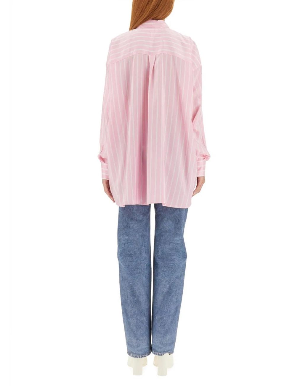 Bottega Veneta Pink Striped Silk Shirt