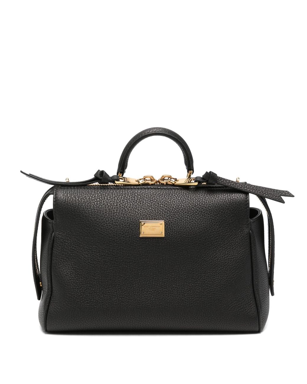 Dolce & Gabbana Black Dolce & Gabbana Vittoria Calfskin Top Handle Bag