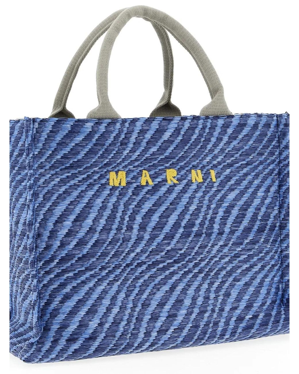 Marni Blue Raffia Handbag