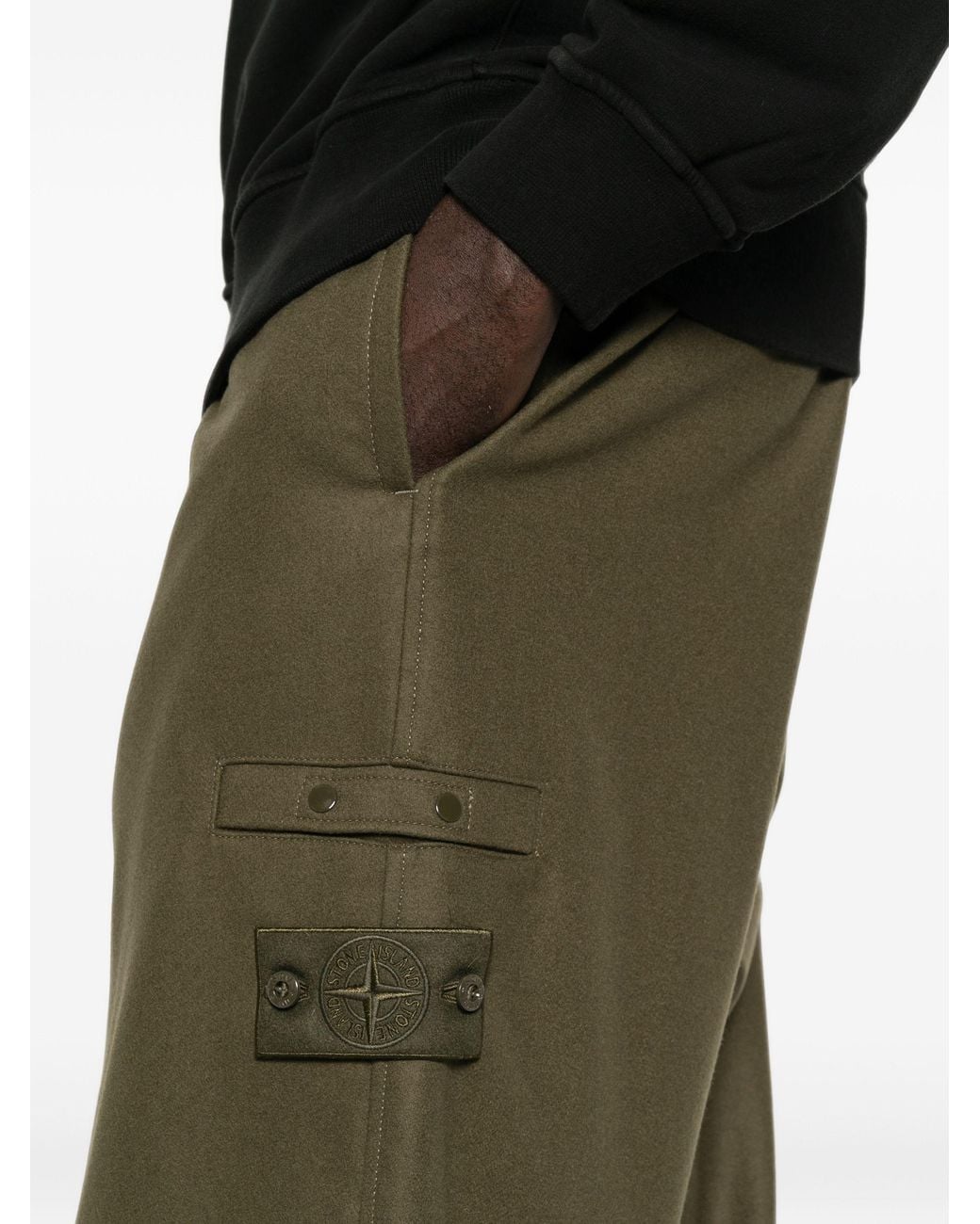 Stone Island Green Logo-Patch Cargo Pants For for men
