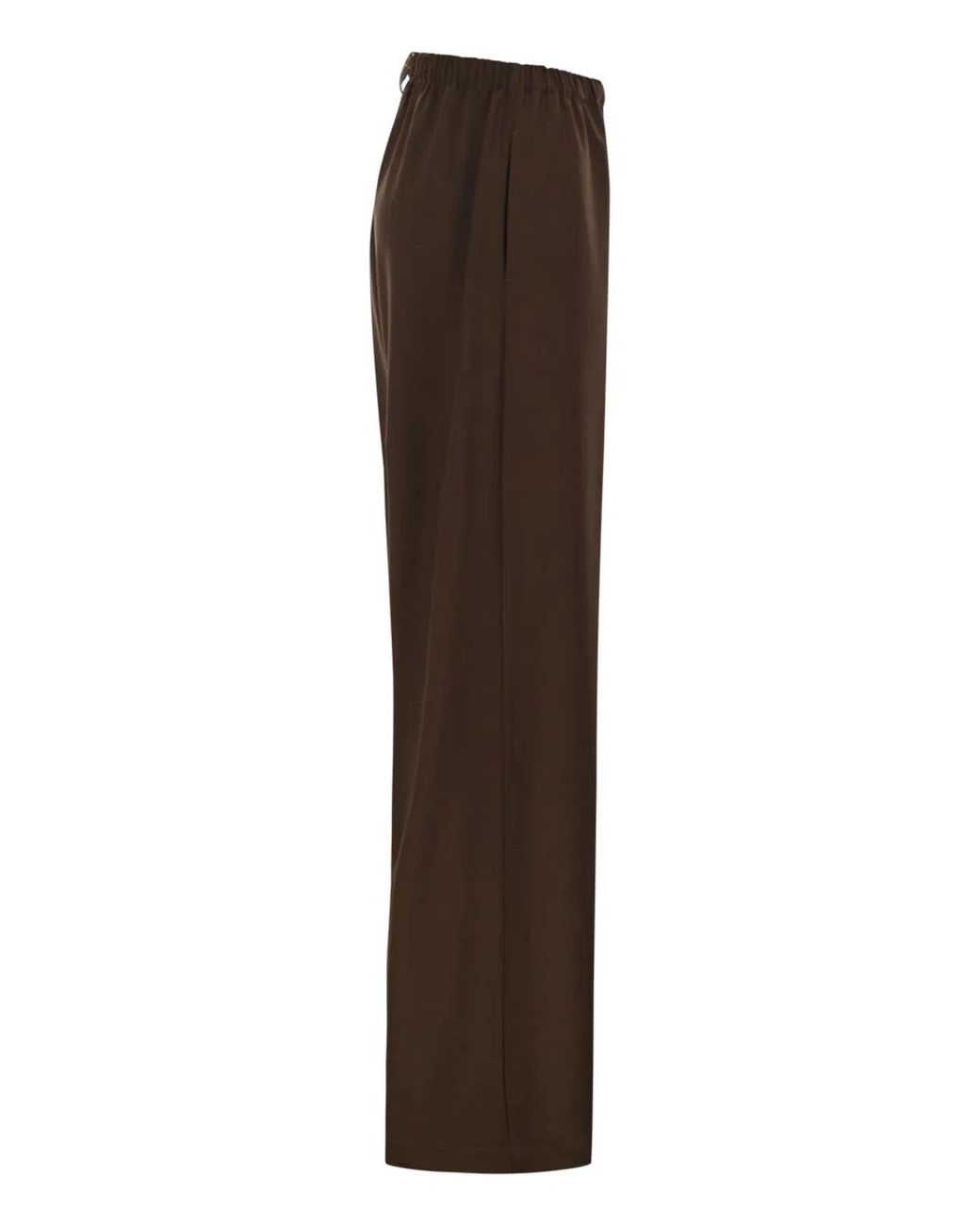 Fabiana Filippi Brown Wide-Leg Stretch Wool Trousers With Elasticated Waistband