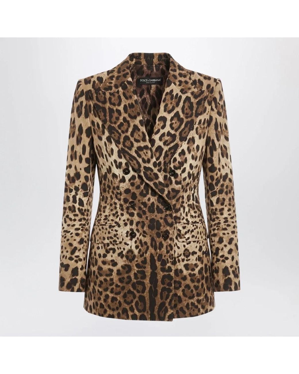 Dolce & Gabbana Brown Dolce & Gabbana Leopardprint Doublebreasted Wool Jacket