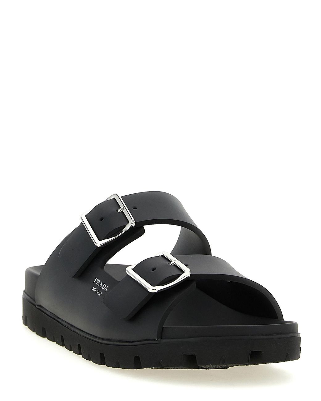 Prada Black Rubber Slides for men
