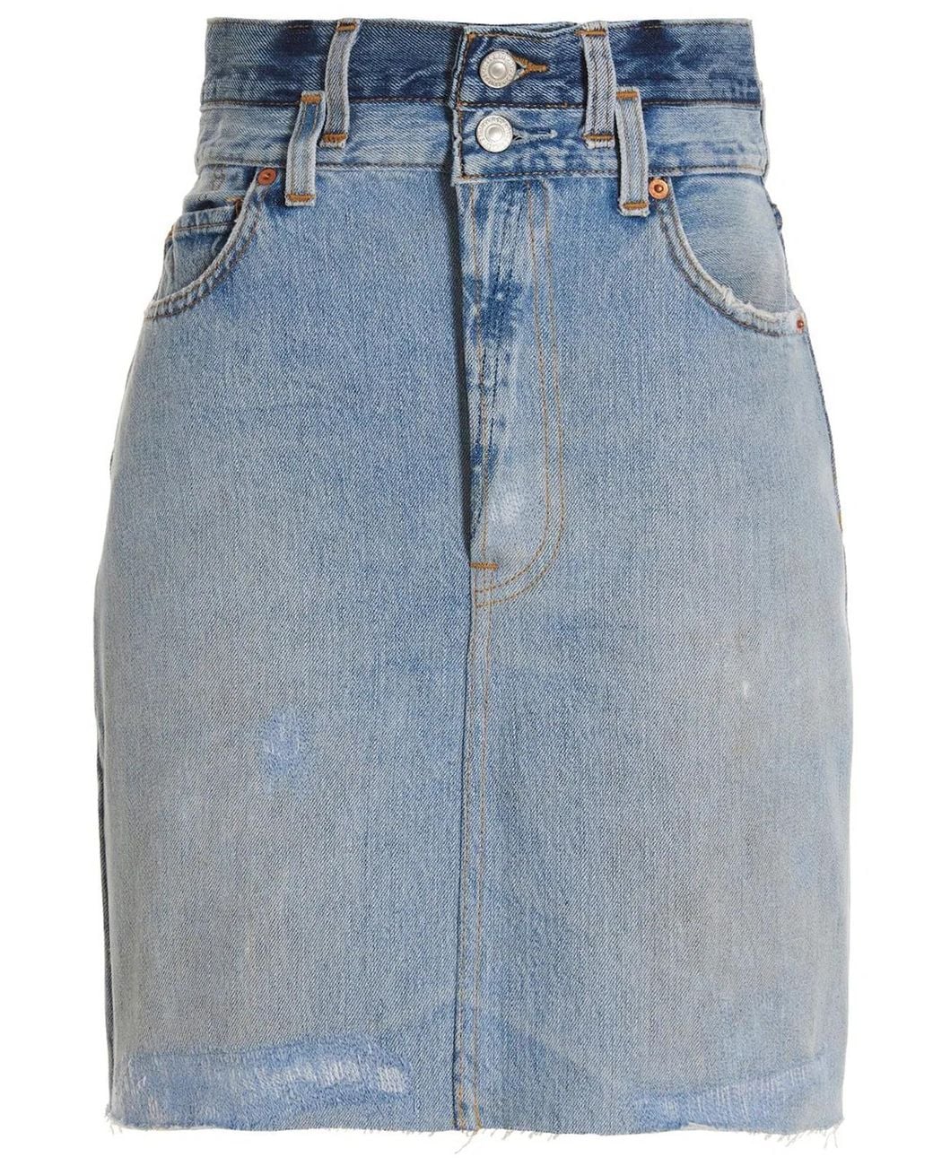 Re/done Blue 'Double Waisted Pencil' Re Done X Levi'S Skirt