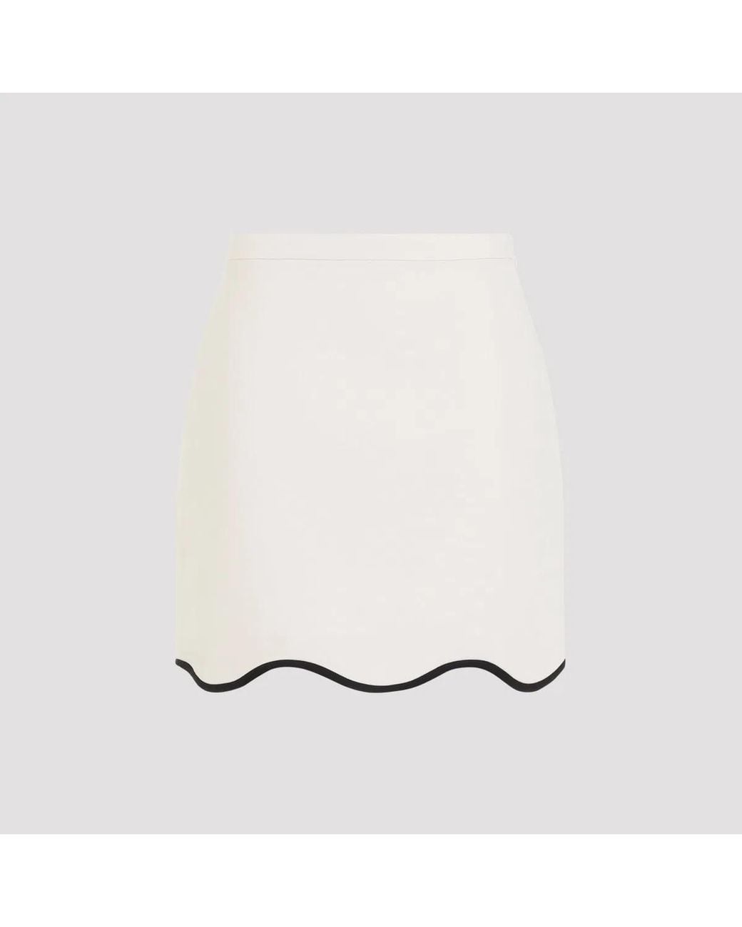 Valentino Natural Vaniglia Nero Crepe Couture Mini Skirt