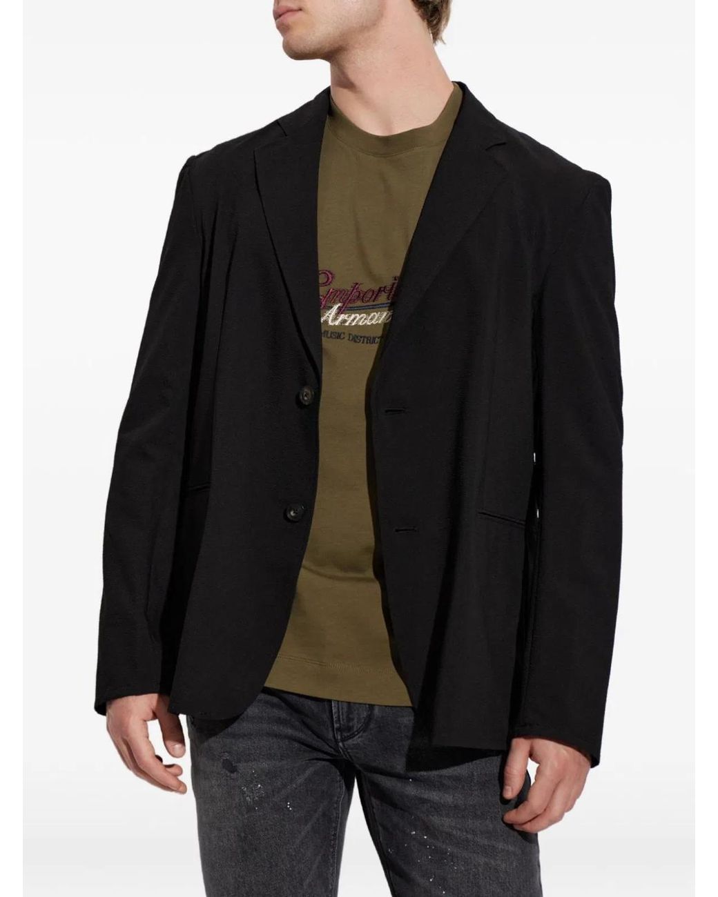 Emporio Armani Black Single-Breasted Jacket for men