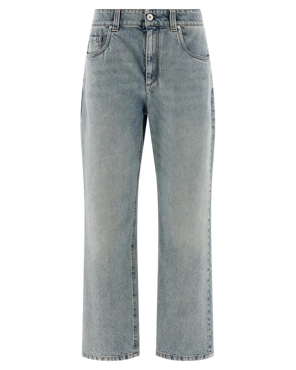 Brunello Cucinelli Blue Cotton Straight-Leg Jeans Clothing