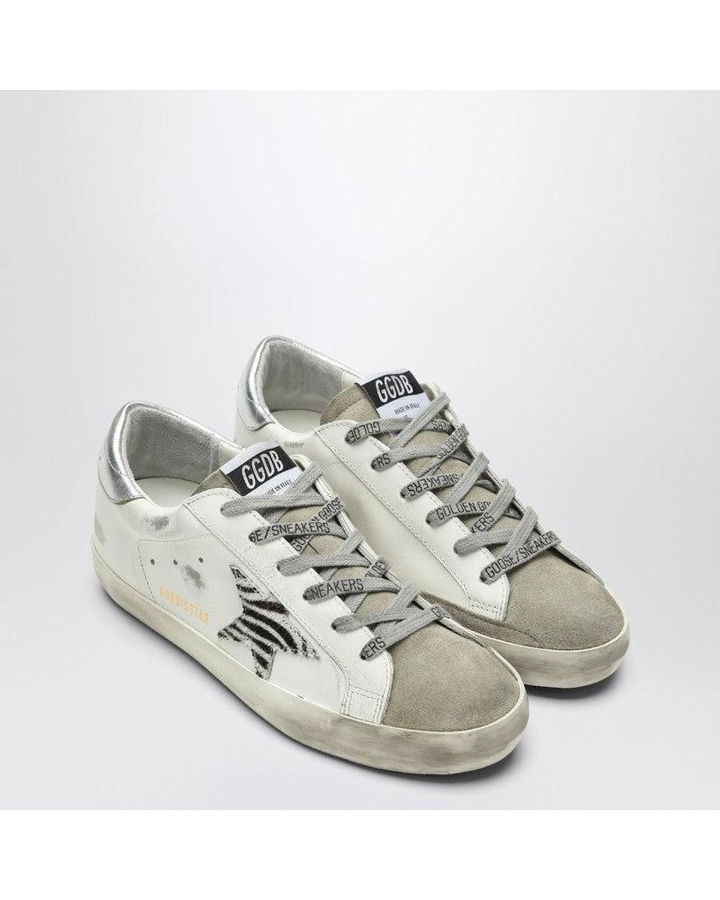 スニーカー Golden  Zebra Pony Hair Sneakers With Silver Star Golden Goose Zebra Pony Hair Sneakers With Silver Star
