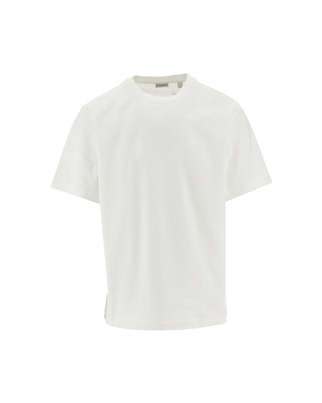 Burberry White Check Logo T-Shirt for men