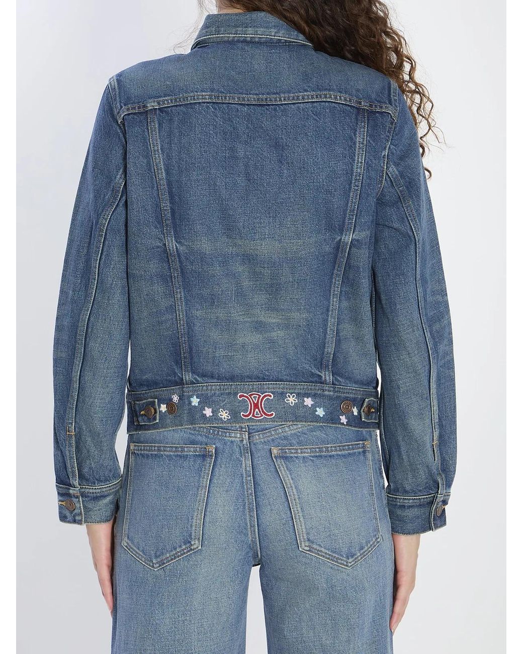 Céline Blue Denim Jacket With Embroidery