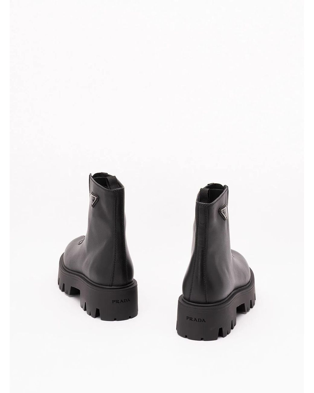 Prada Black Leather Zipper Booties