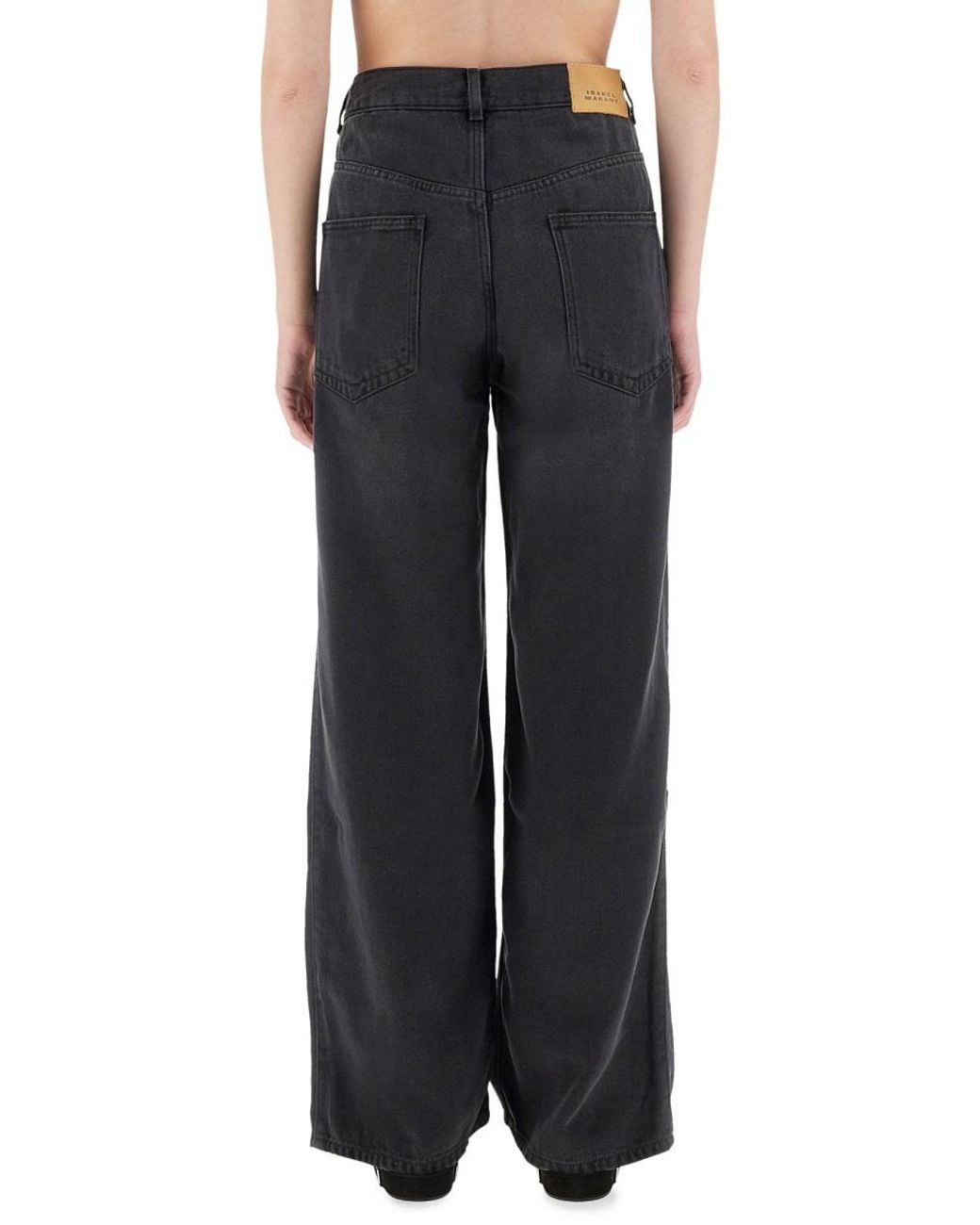 Isabel Marant Black Wide-Leg Denim Pants