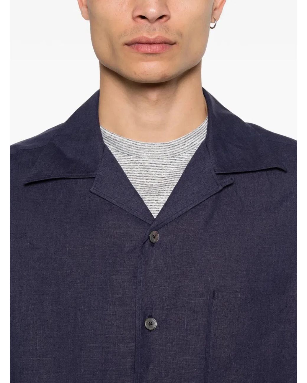 Zegna Blue Oasi Linen Shirt for men
