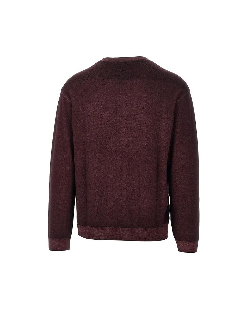 Emporio Armani Purple Garment Dyed Wool Crewneck Sweater for men