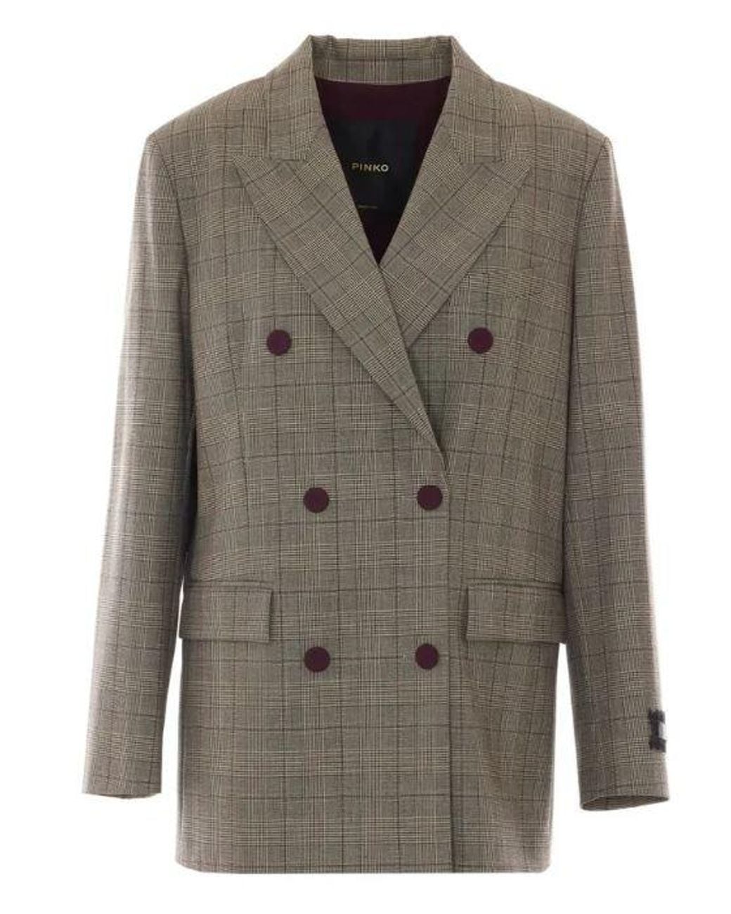 Pinko Gray Polyester Wool Jacket