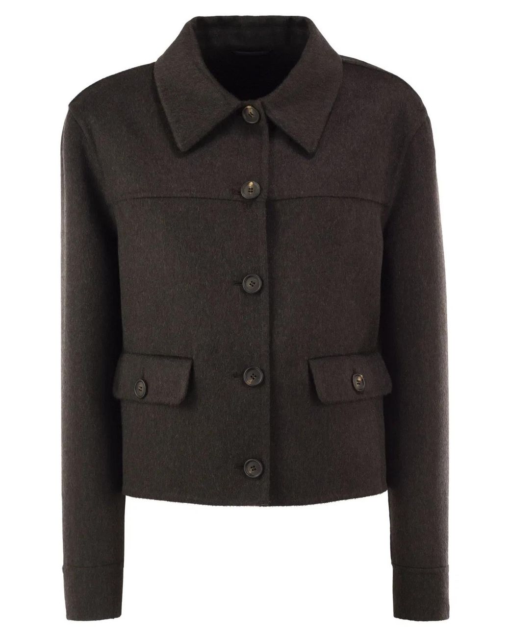 Brunello Cucinelli Black Cropped Cashmere Jacket With Monili Detail