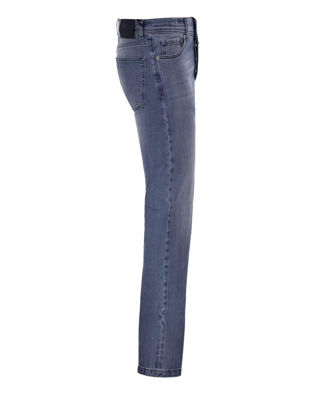 Kiton Blue Five-Pocket Stretch Denim Jeans for men