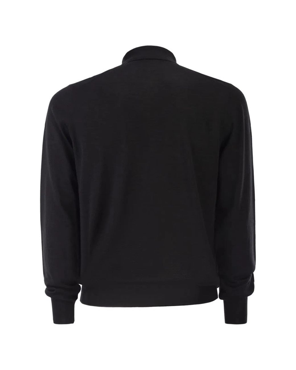 Kiton Black Long-Sleeved Wool Polo Shirt for men
