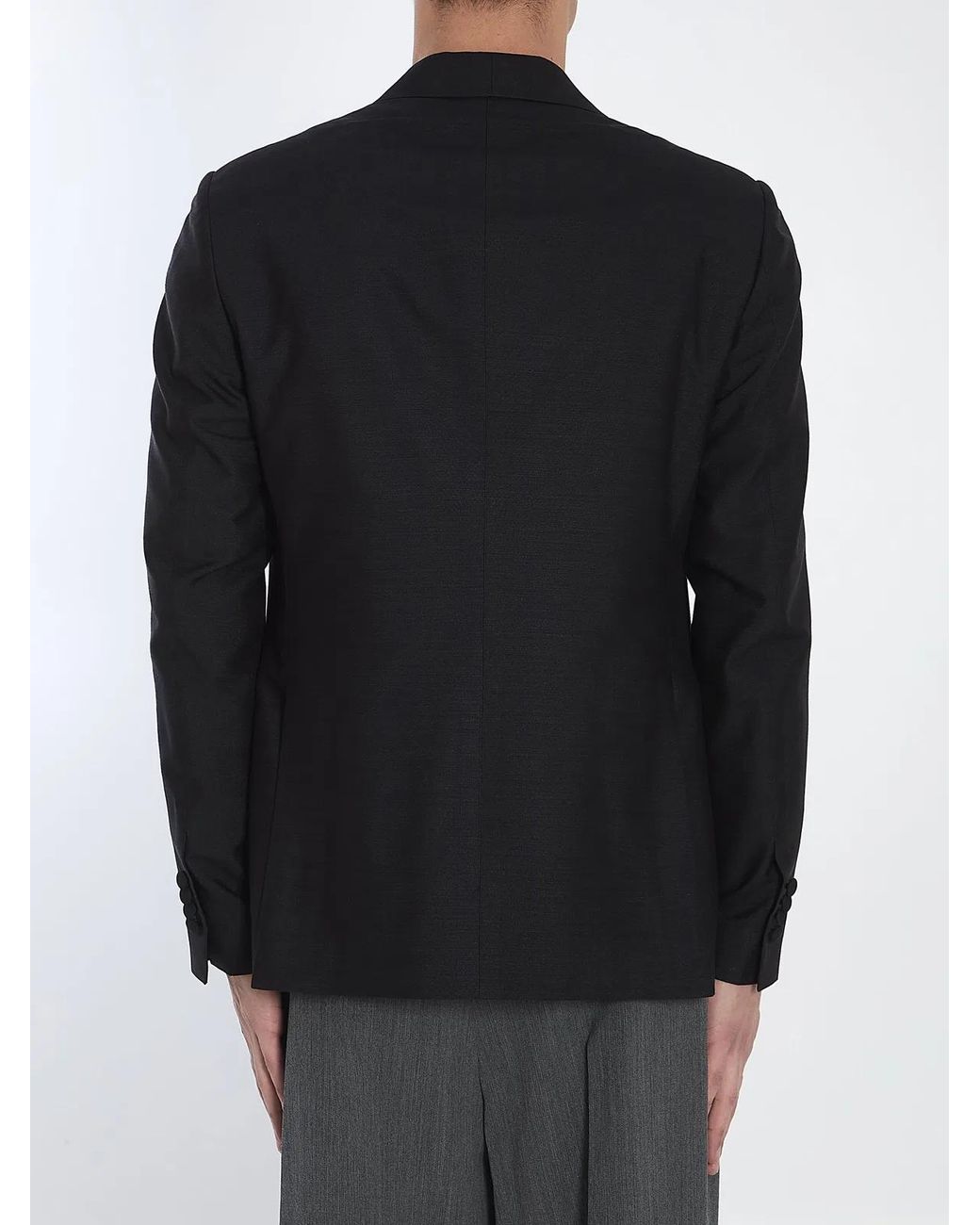 Lardini Black Silk Single-Breasted Jacket for men