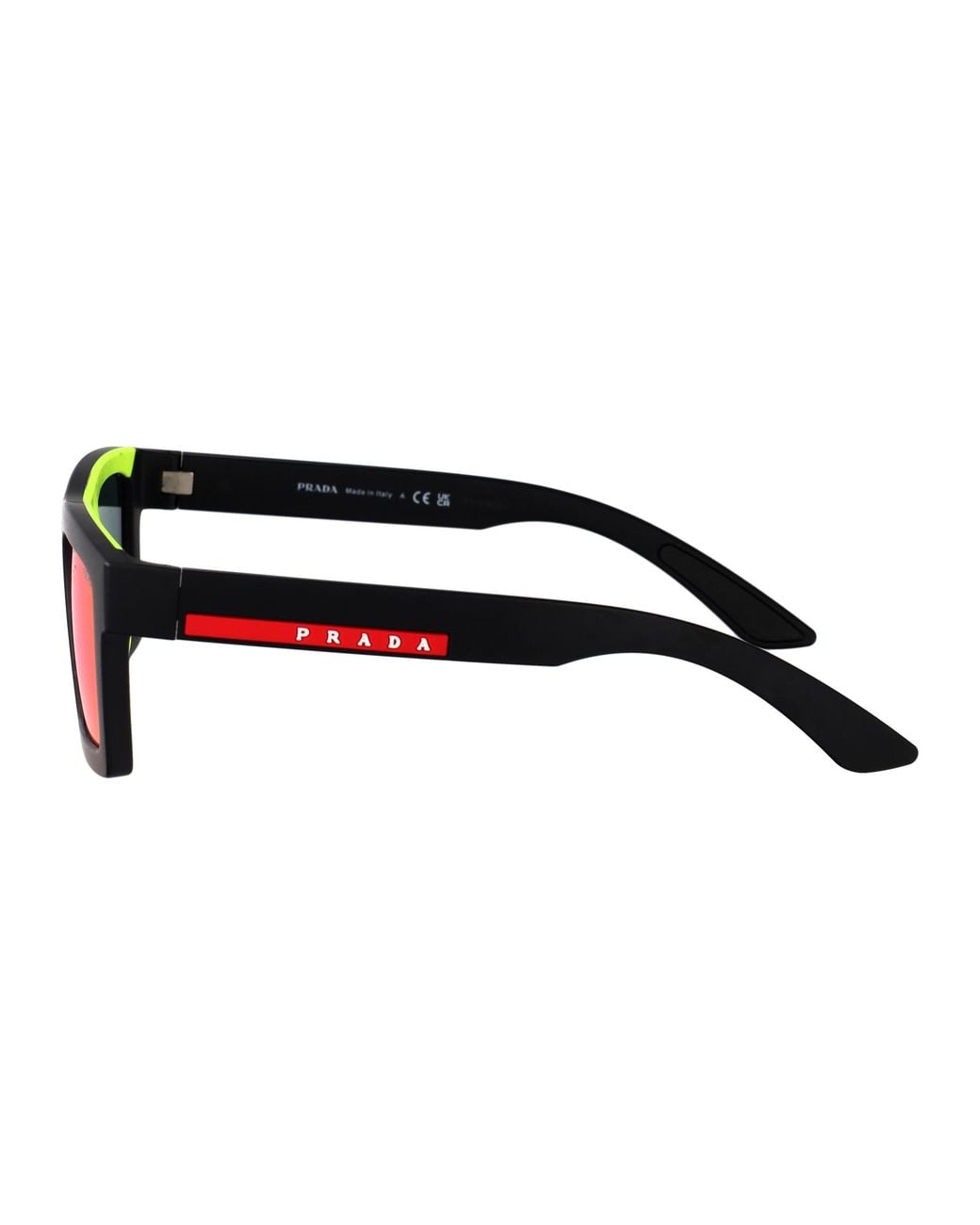 Prada Linea Rossa Black Matte Injectate Sunglasses for men