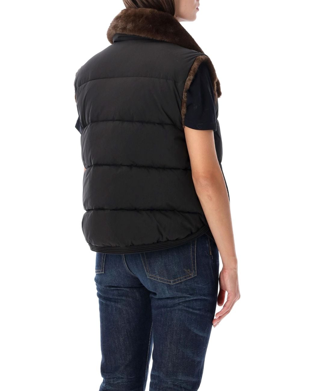 Urbancode Black Puffer Vest Faux Fur