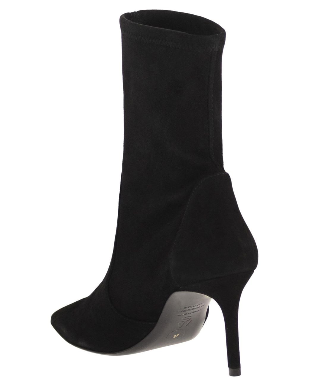 Stuart Weitzman Black Stuart Power Bootie 75 Suede Ankle Boots With Stiletto Heel