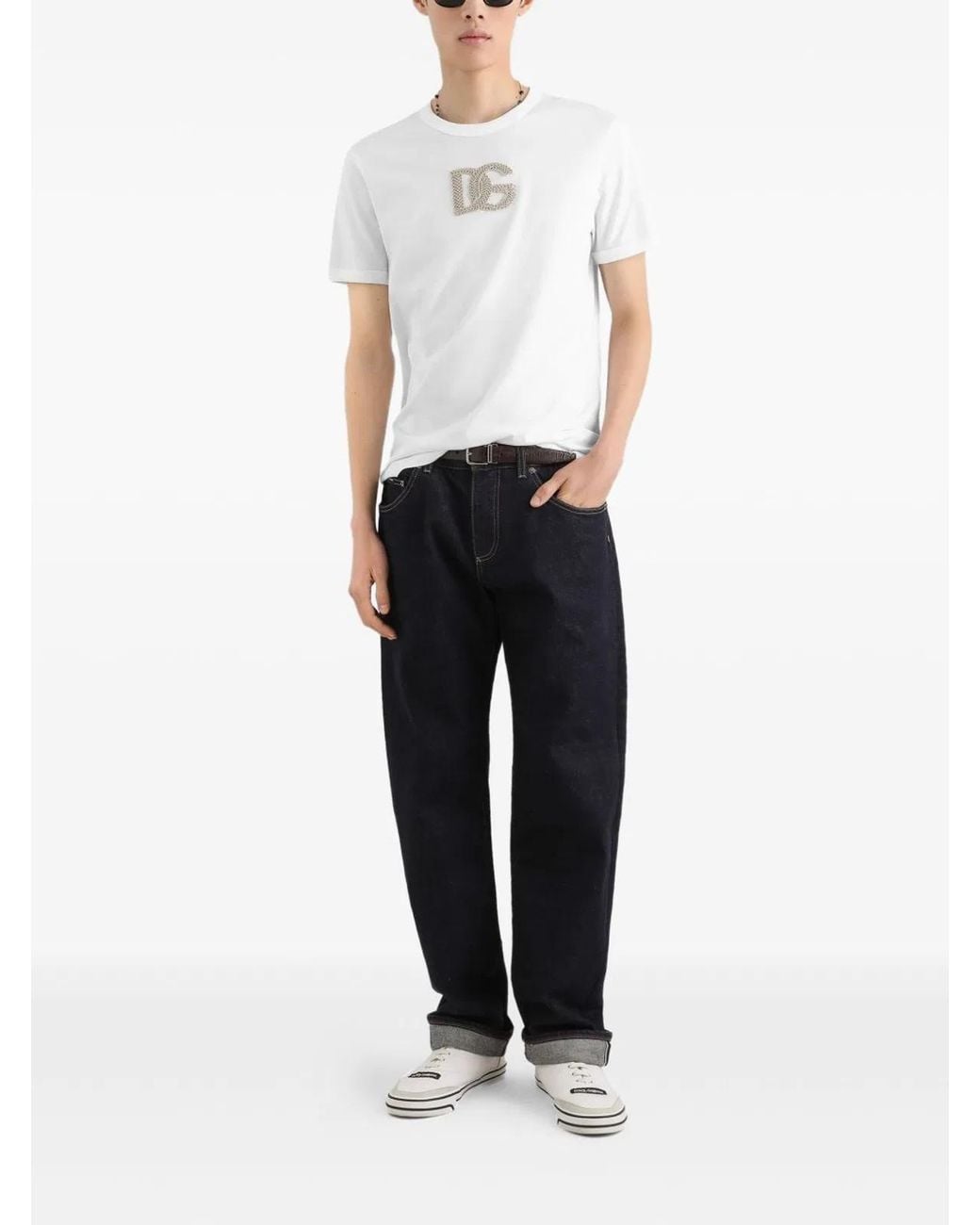 Dolce & Gabbana White Logo Crew Neck T-Shirt for men