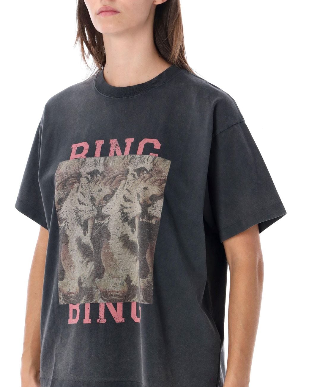 Anine Bing Black Cade Tee Tiger Bing