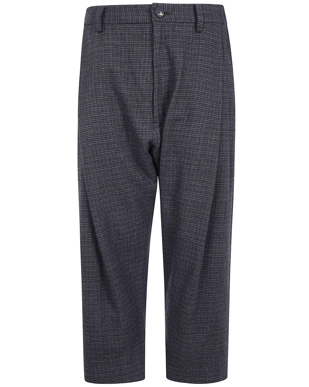 Ziggy Chen Blue Tattersall Tapered Trousers for men