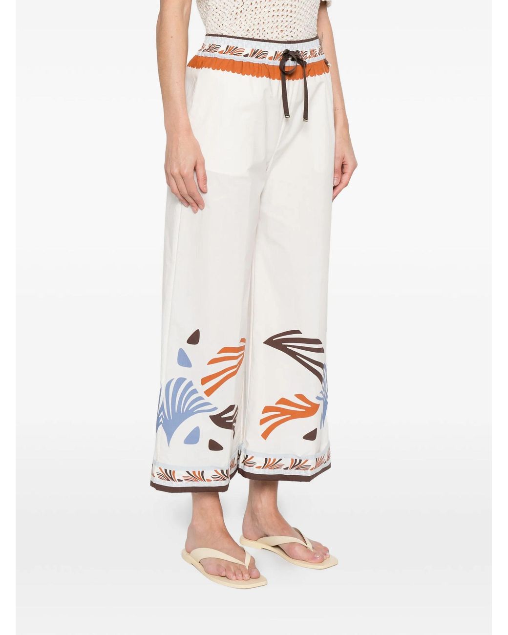 Herno White Pantalone Summer Print