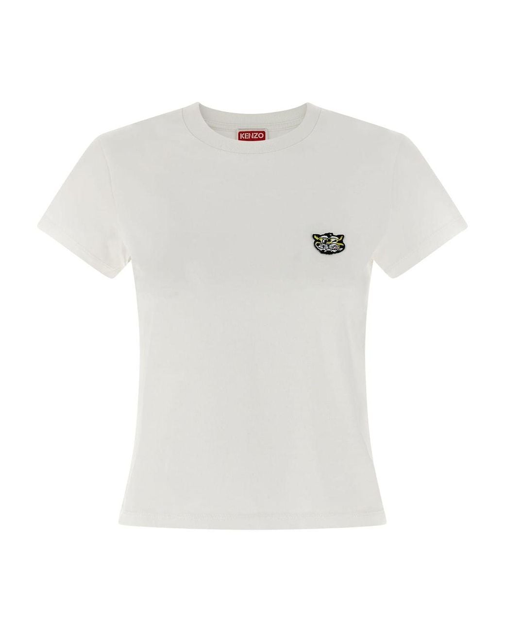 KENZO White Cotton T-Shirt With The Embroidered “Wild Tiger”