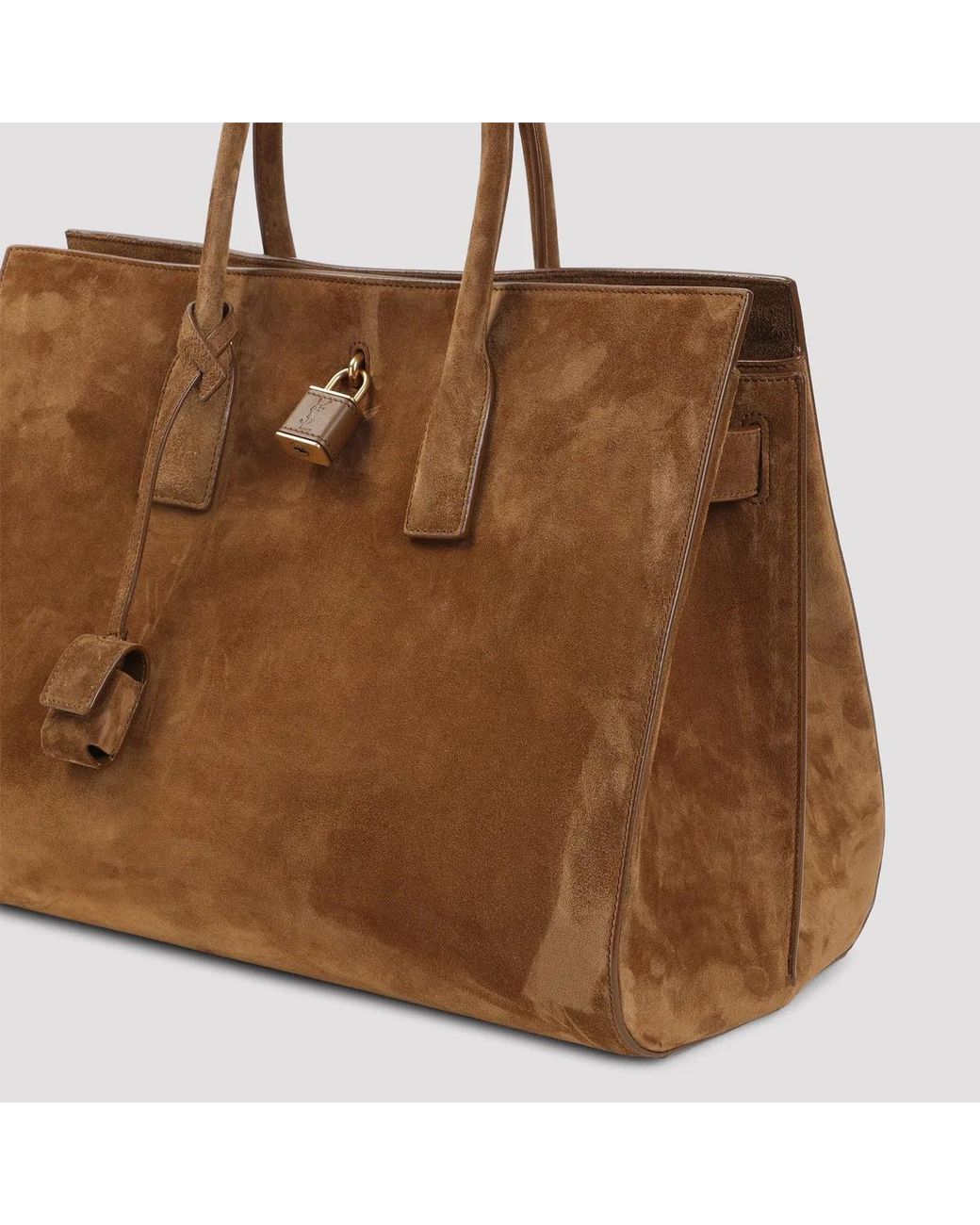 Saint Laurent Brown Camel Suede Sac De Jour Shopping Bag