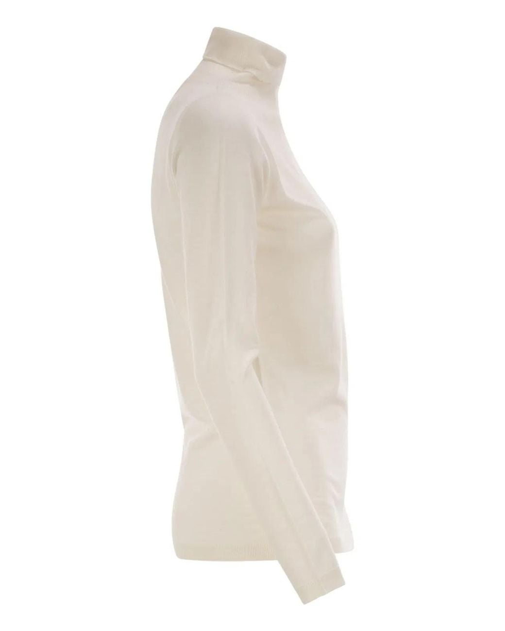 Fabiana Filippi White Cashmere And Silk Roll-Neck Jumper With An Essential Silhouette
