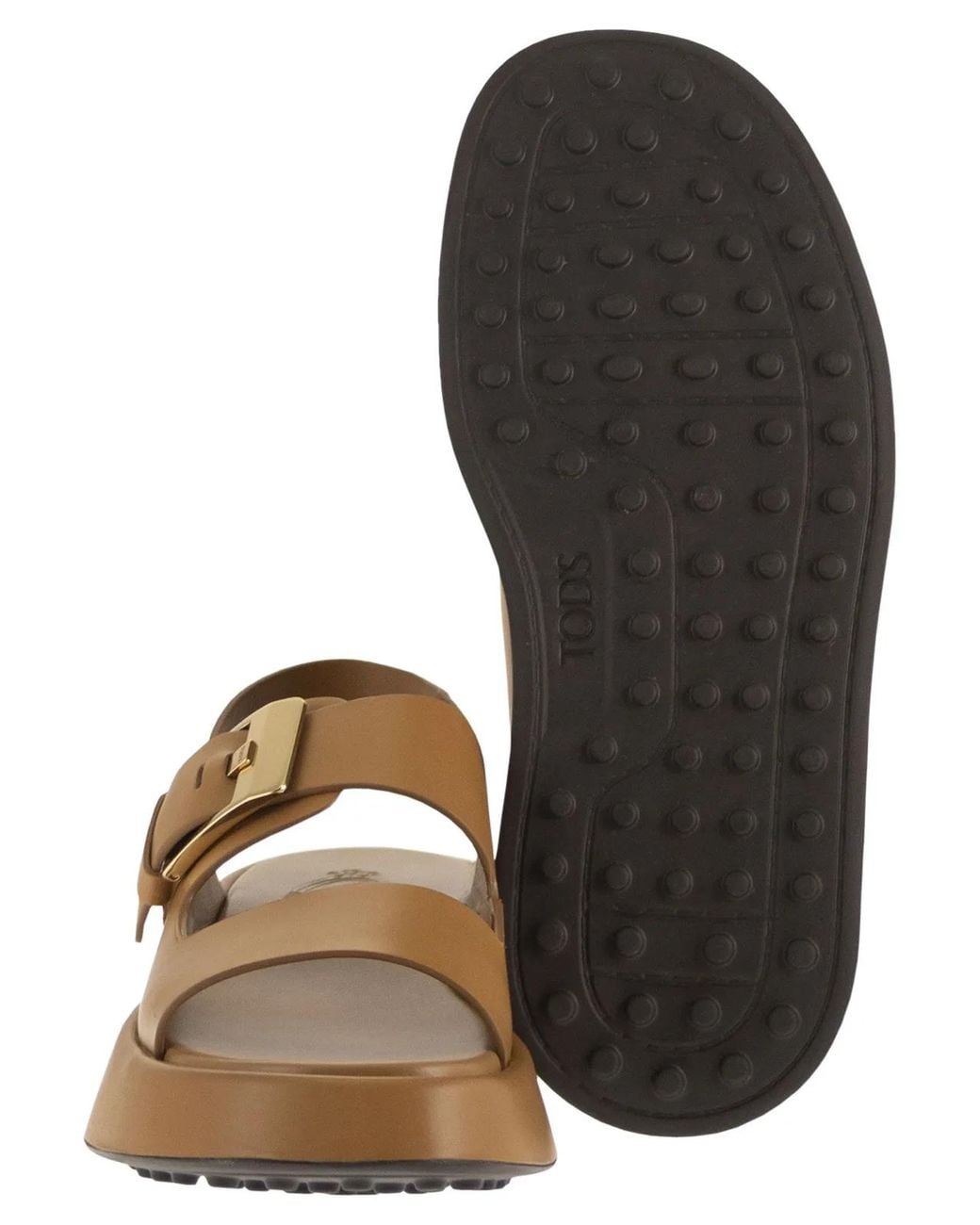 Tod's Brown Leather Sandal With Buckle