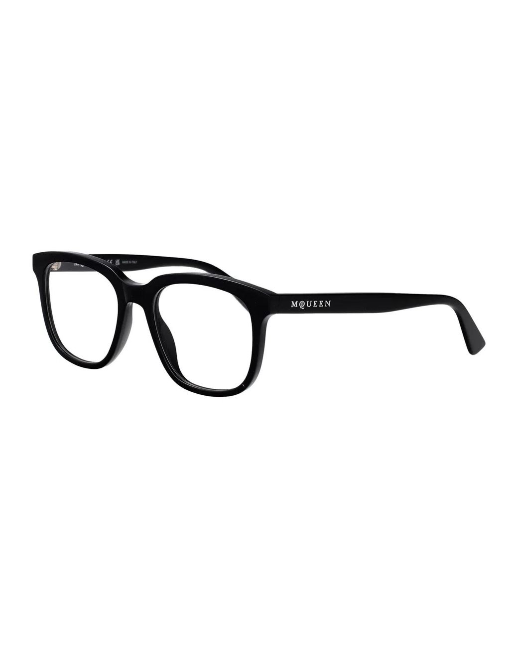 McQueen Black Transparent Recycled Acetate Glasses