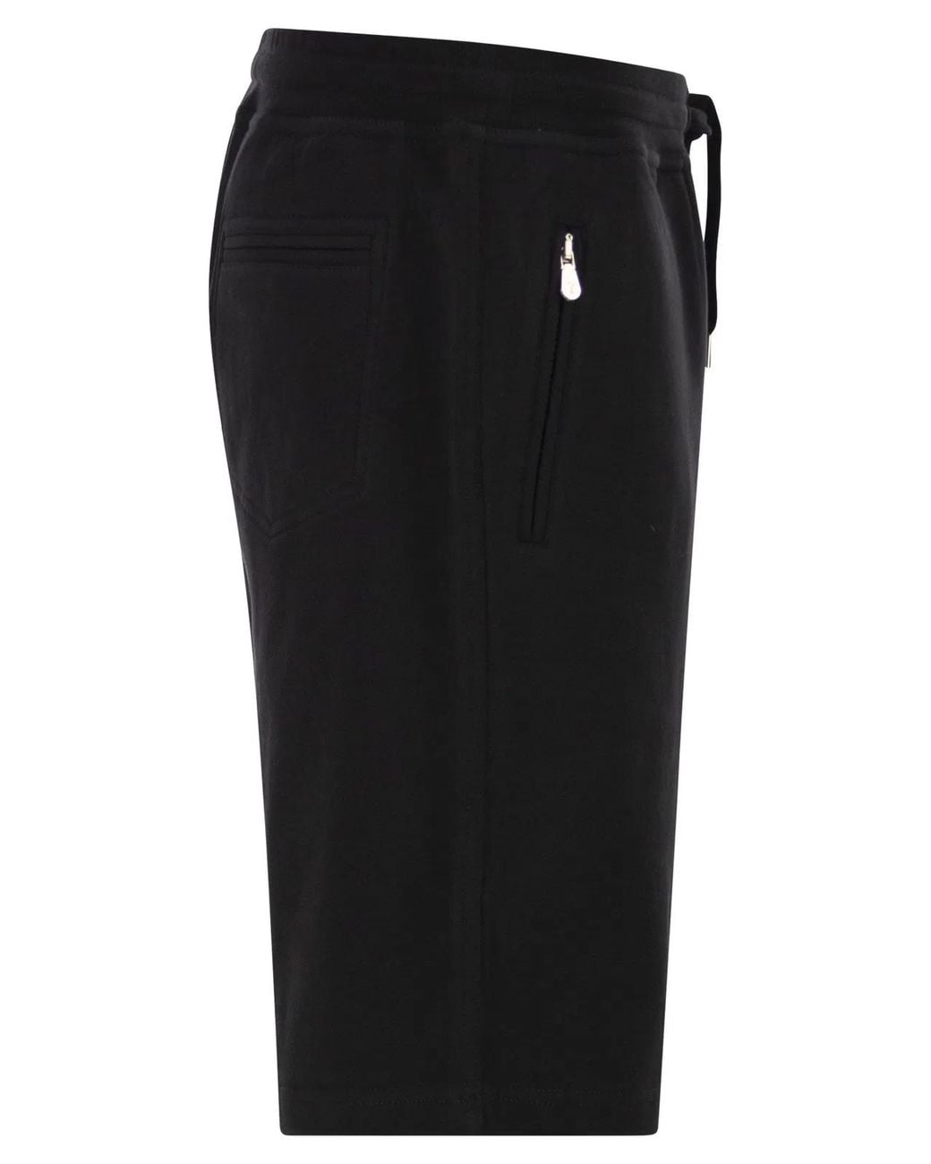 Brunello Cucinelli Black Techno Cotton Fleece Bermuda Shorts for men