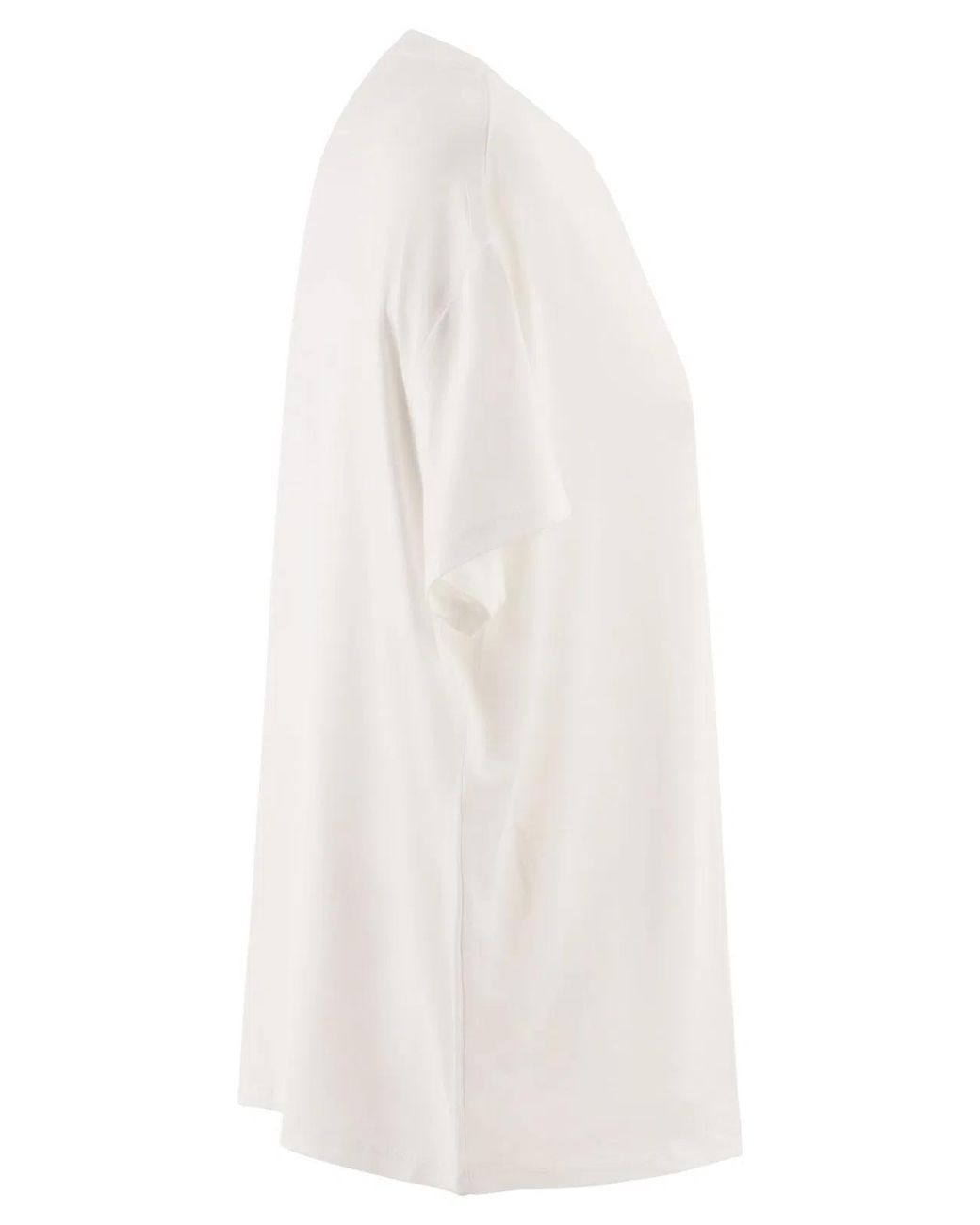 Majestic White Stretch Viscose T-Shirt With Round Neckline
