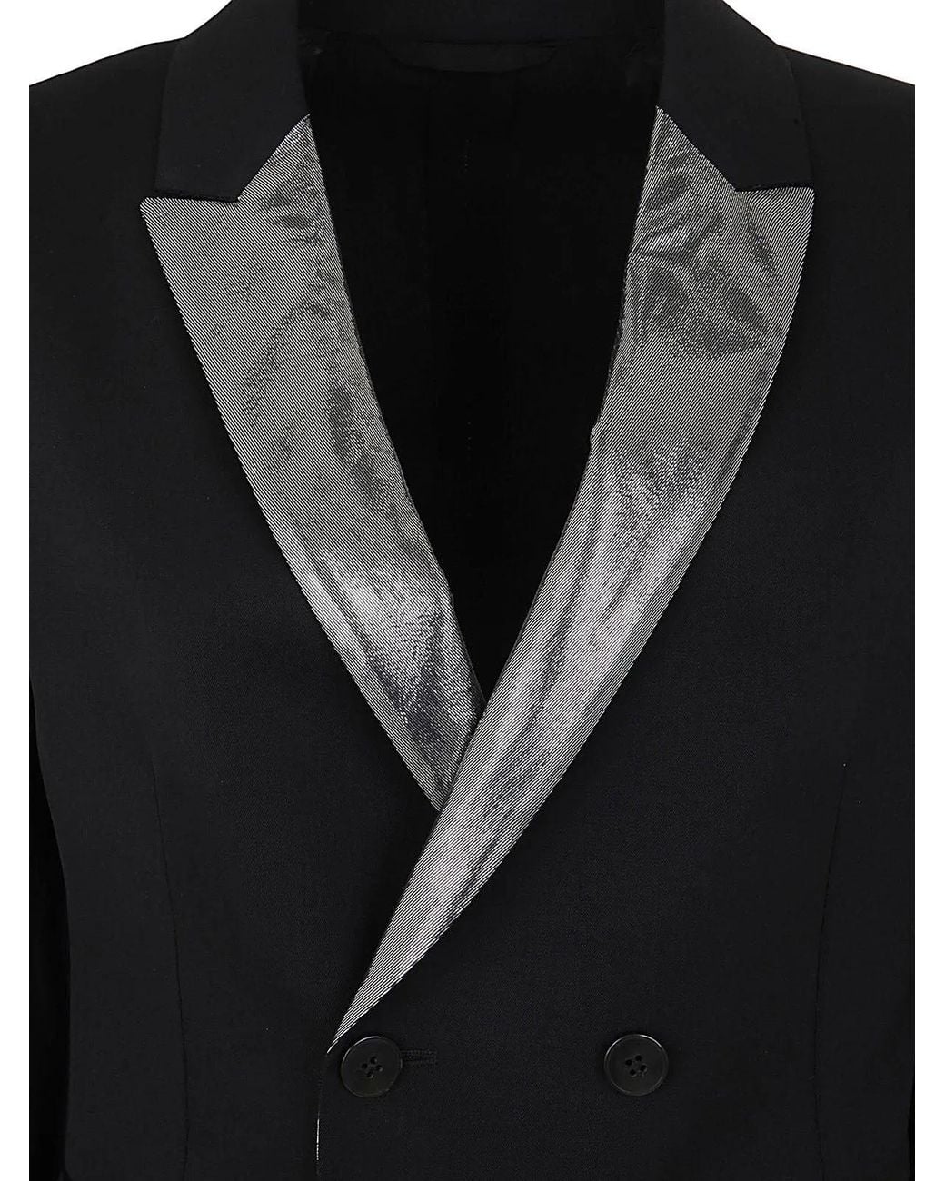 SAPIO Black Gabardine Smoking Double Breasted Coat