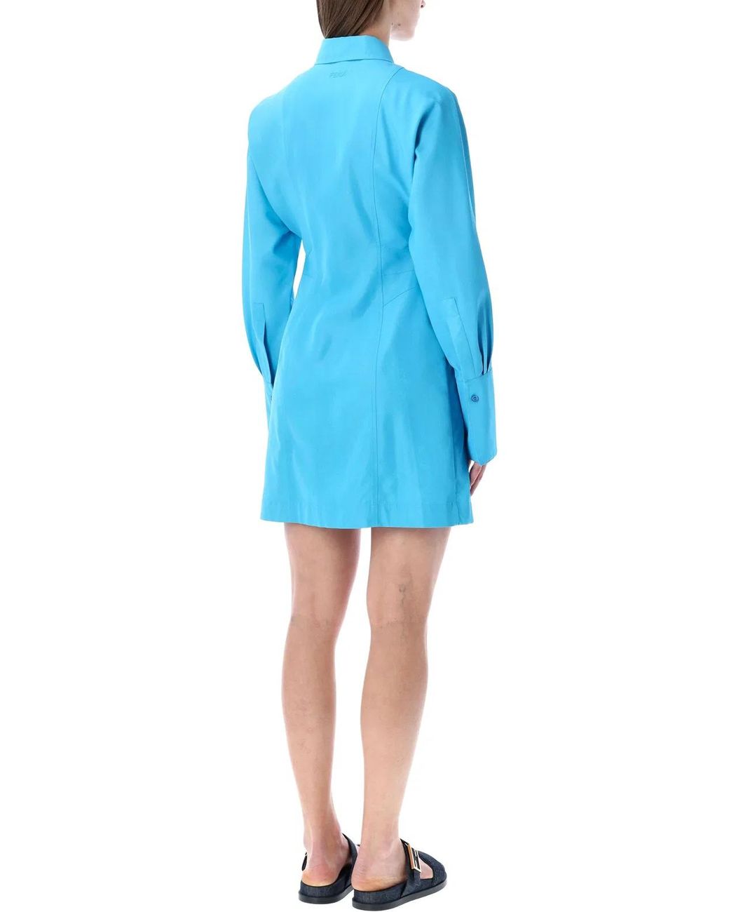 Fendi Blue Technical Viscose Dress